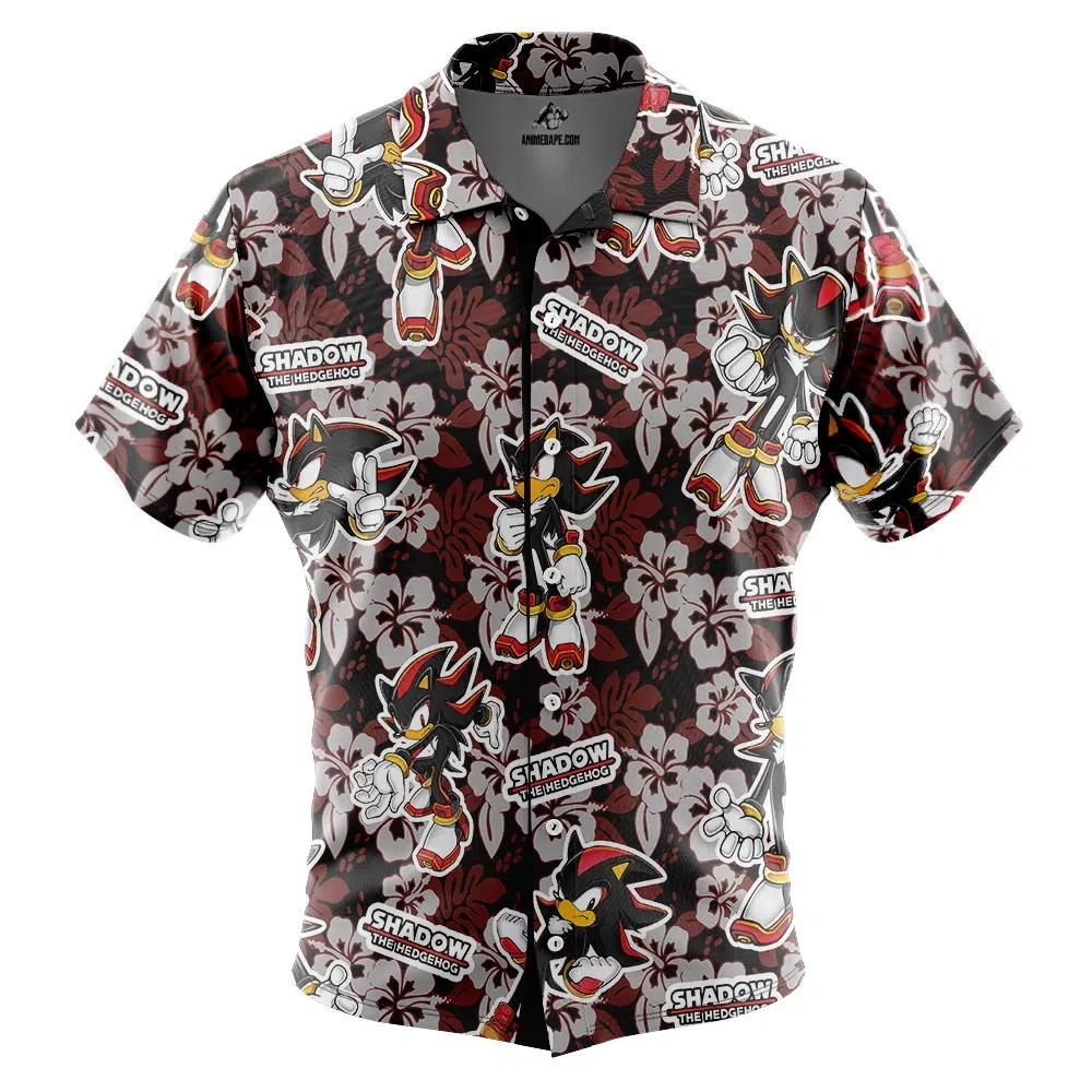 Shadow Pattern Sonic The Hedgehog Button Up Hawaiian Shirt