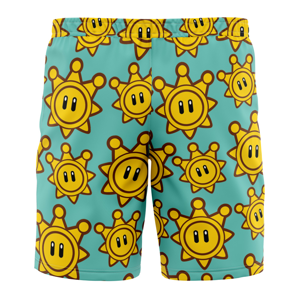 Shine Sprite Mario Bros Board Shorts Swim Trunks