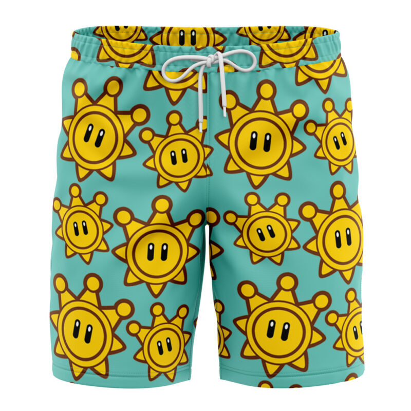 Shine Sprite Mario Bros Board Shorts Swim Trunks