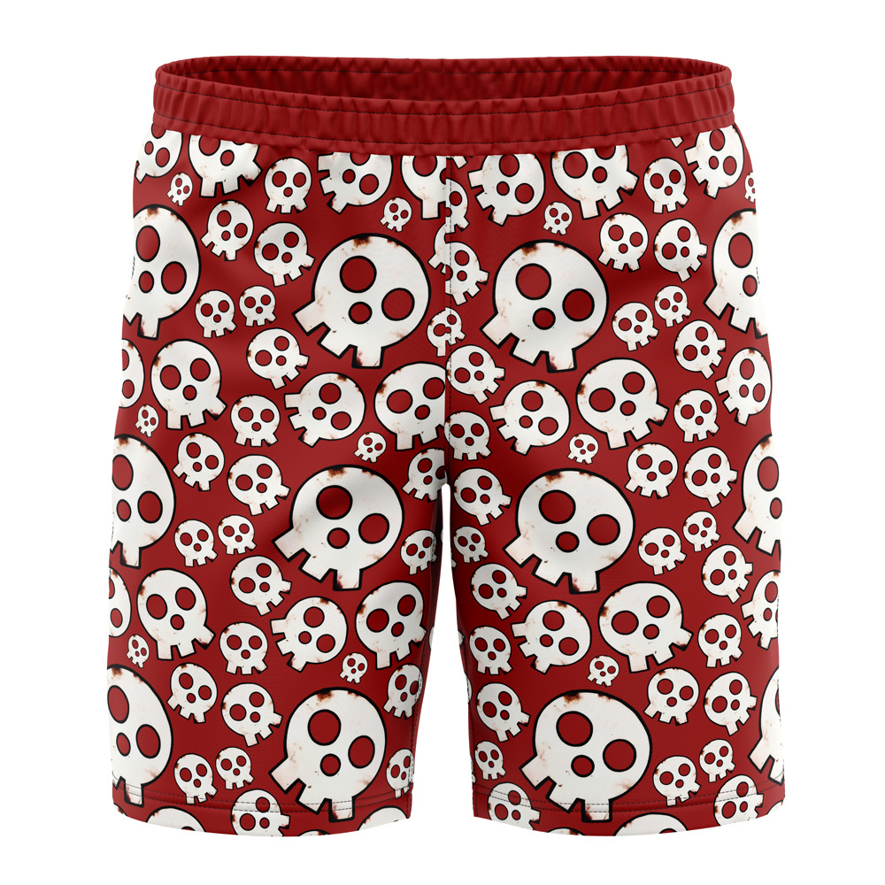 Skull Emblem Fire Force Board Shorts Swim Trunks