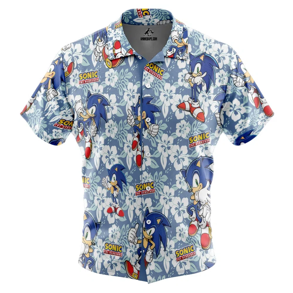 Sonic Pattern Sonic The Hedgehog Button Up Hawaiian Shirt