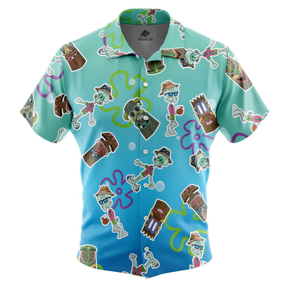 Squidward Tiki Dreams Spongebob SquarePants Button Up Hawaiian Shirt