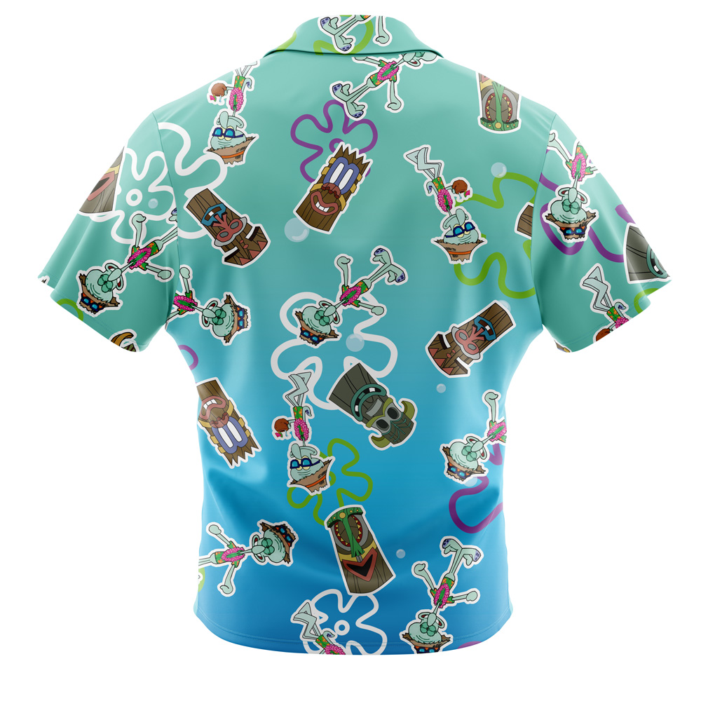 Squidward Tiki Dreams Spongebob SquarePants Button Up Hawaiian Shirt