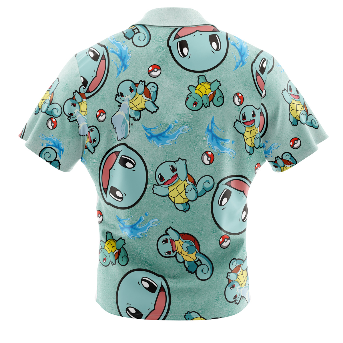 Squirtle Pattern Pokemon Button Up Hawaiian Shirt