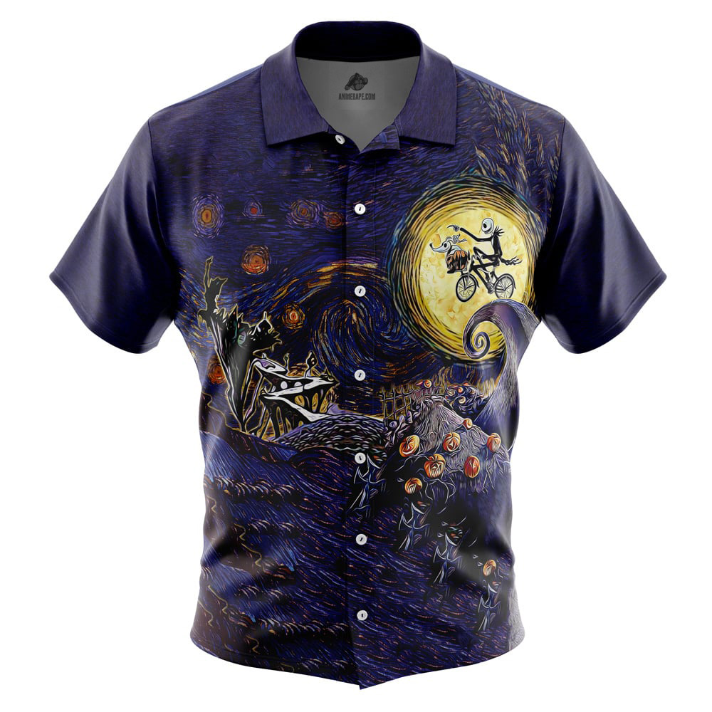 Starry Nightmare Before Christmas Button Up Hawaiian Shirt