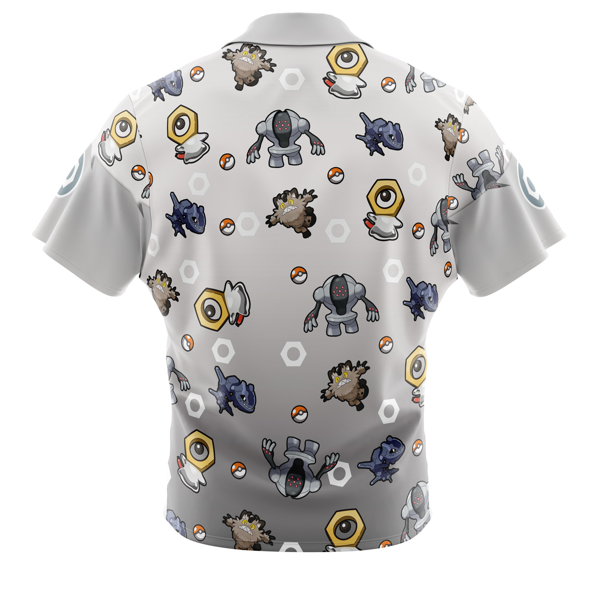 Steel Type Pattern Pokemon Button Up Hawaiian Shirt