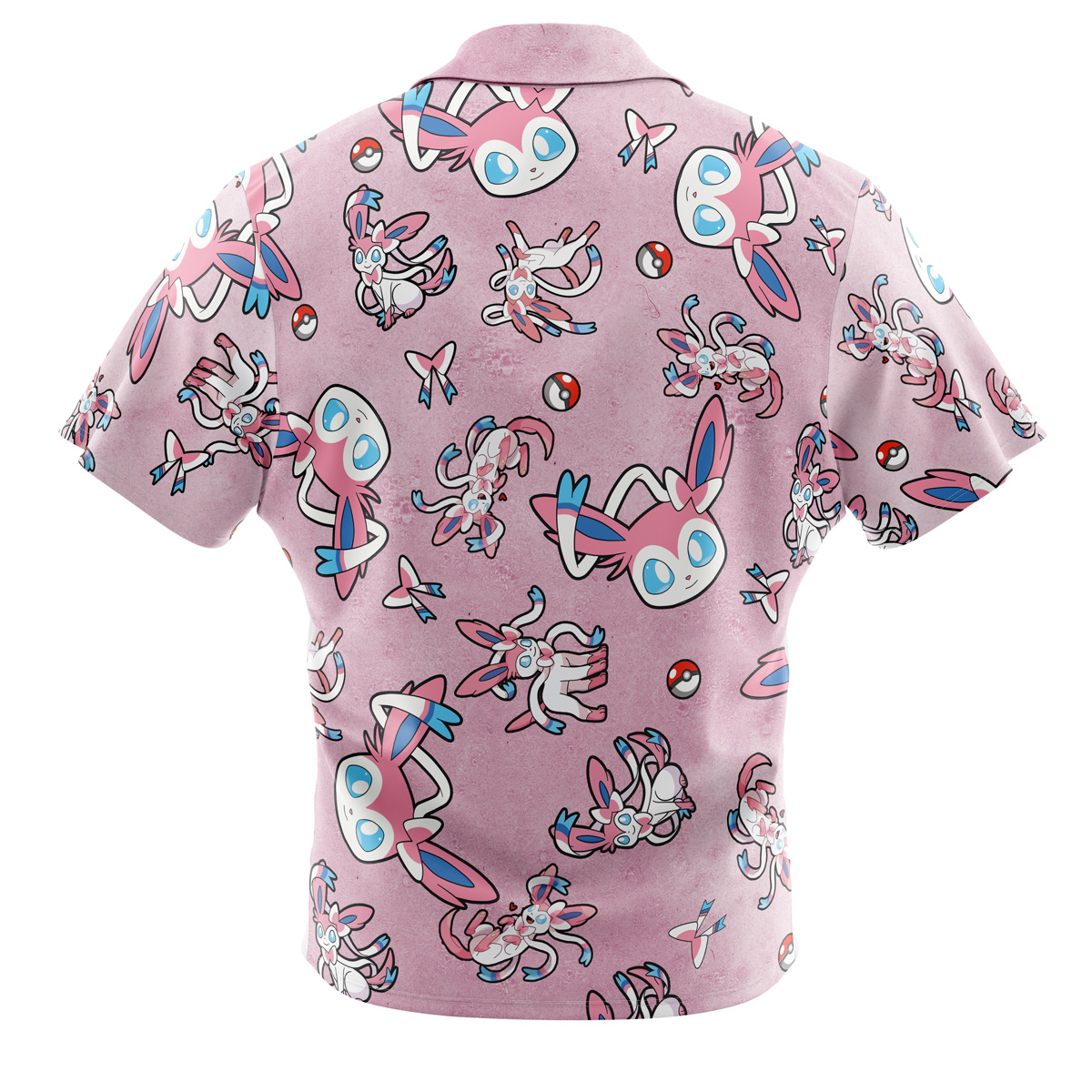 Sylveon Pattern Pokemon Button Up Hawaiian Shirt