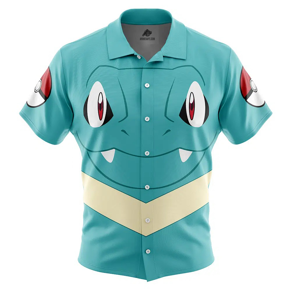 Totodile Face Pokemon Button Up Hawaiian Shirt