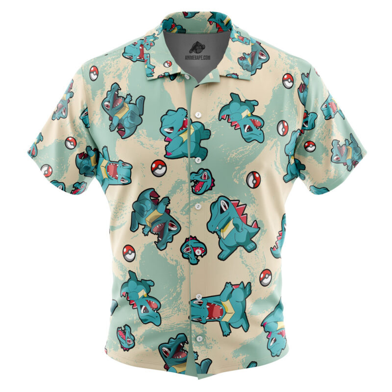 Totodile Pokemon Button Up Hawaiian Shirt