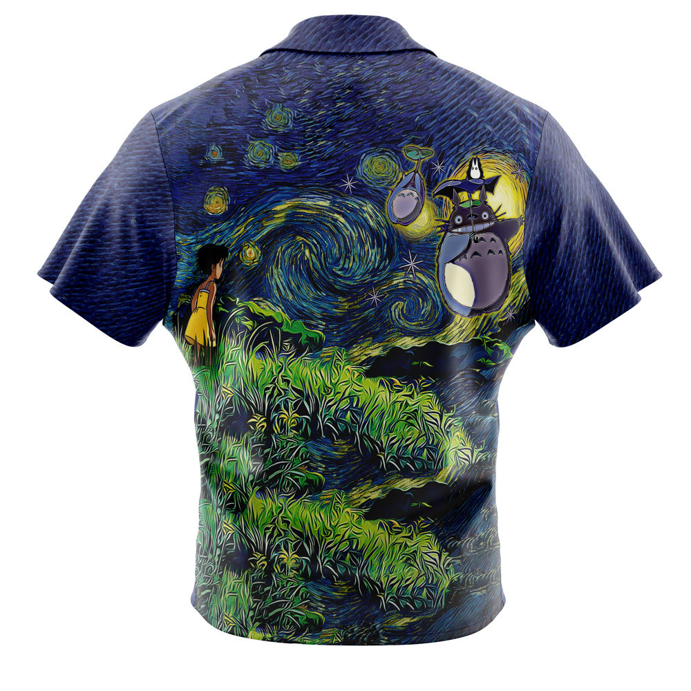 Totoro Starry Night Studio Ghibli Button Up Hawaiian Shirt