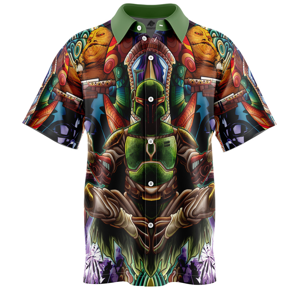Trippy Boba Fett Star Wars Button Up Hawaiian Shirt