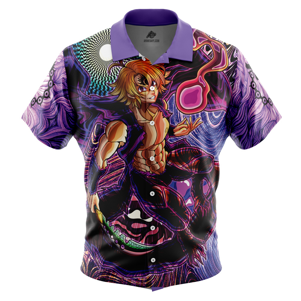 Trippy Meliodas Assault Mode Seven Deadly Sins Button Up Hawaiian Shirt