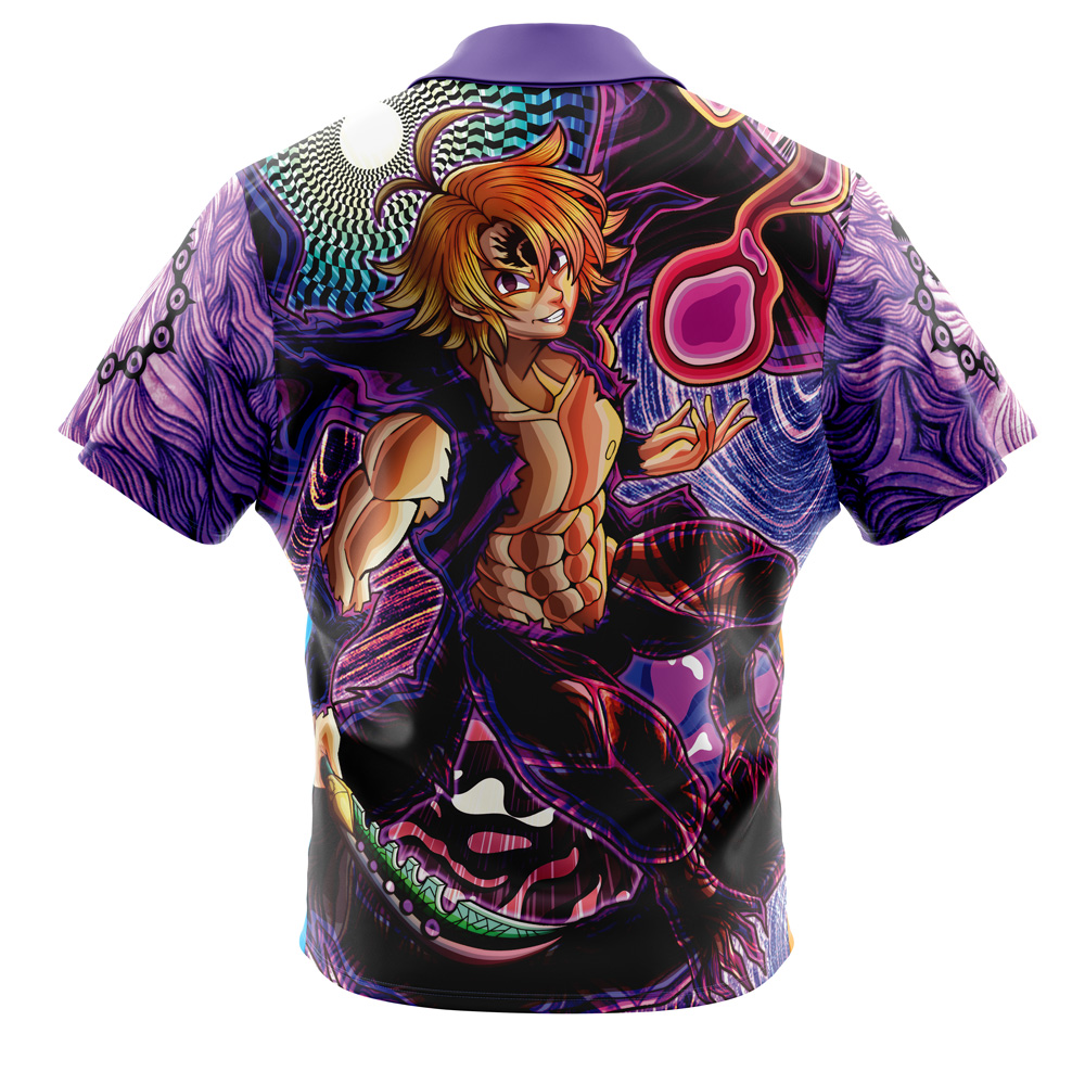 Trippy Meliodas Assault Mode Seven Deadly Sins Button Up Hawaiian Shirt