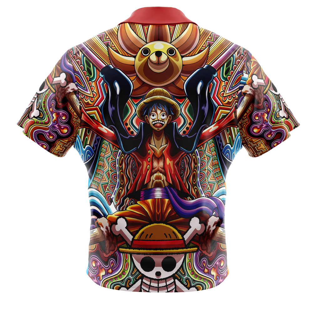 Trippy Monkey D. Luffy One Piece Pirates Button Up Hawaiian Shirt