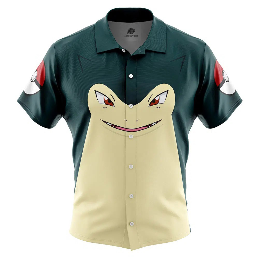 Typhlosion Face Pokemon Button Up Hawaiian Shirt
