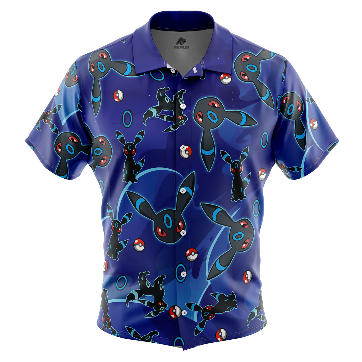 Umbreon Shiny Pattern Pokemon Button Up Hawaiian Shirt