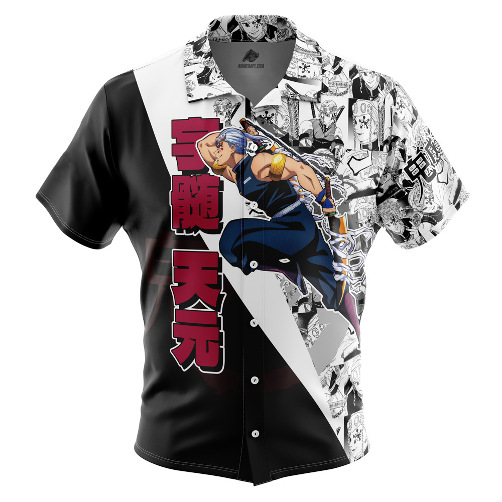 Uzui Tengen Manga Collage Demon Slayer Button Up Hawaiian Shirt