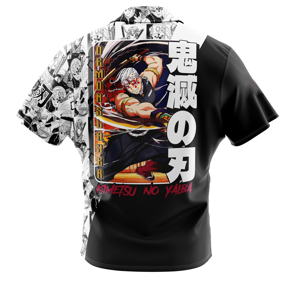 Uzui Tengen Manga Collage Demon Slayer Button Up Hawaiian Shirt