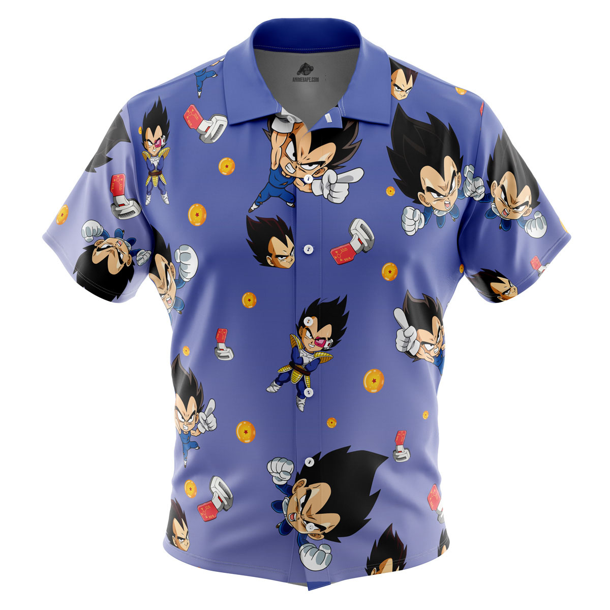 Vegeta Pattern DBZ Button Up Hawaiian Shirt