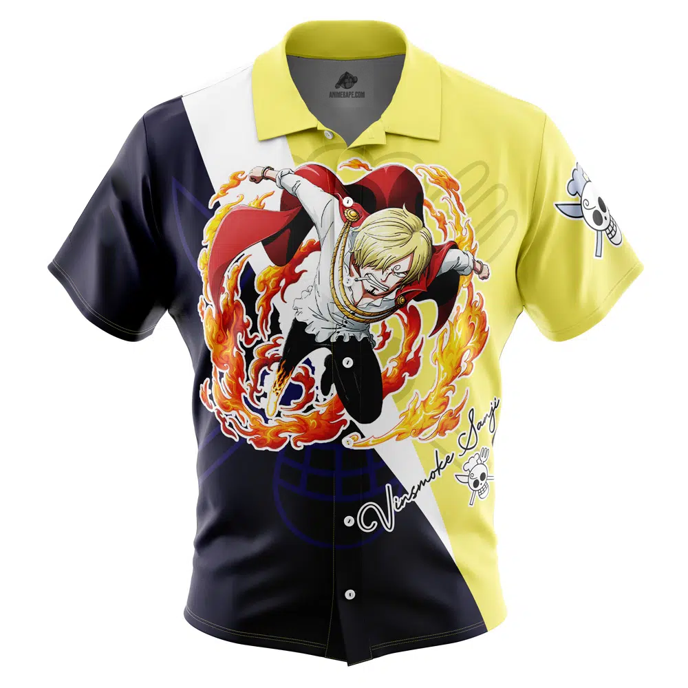 Vinsmoke Sanji One Piece Pirates Button Up Hawaiian Shirt