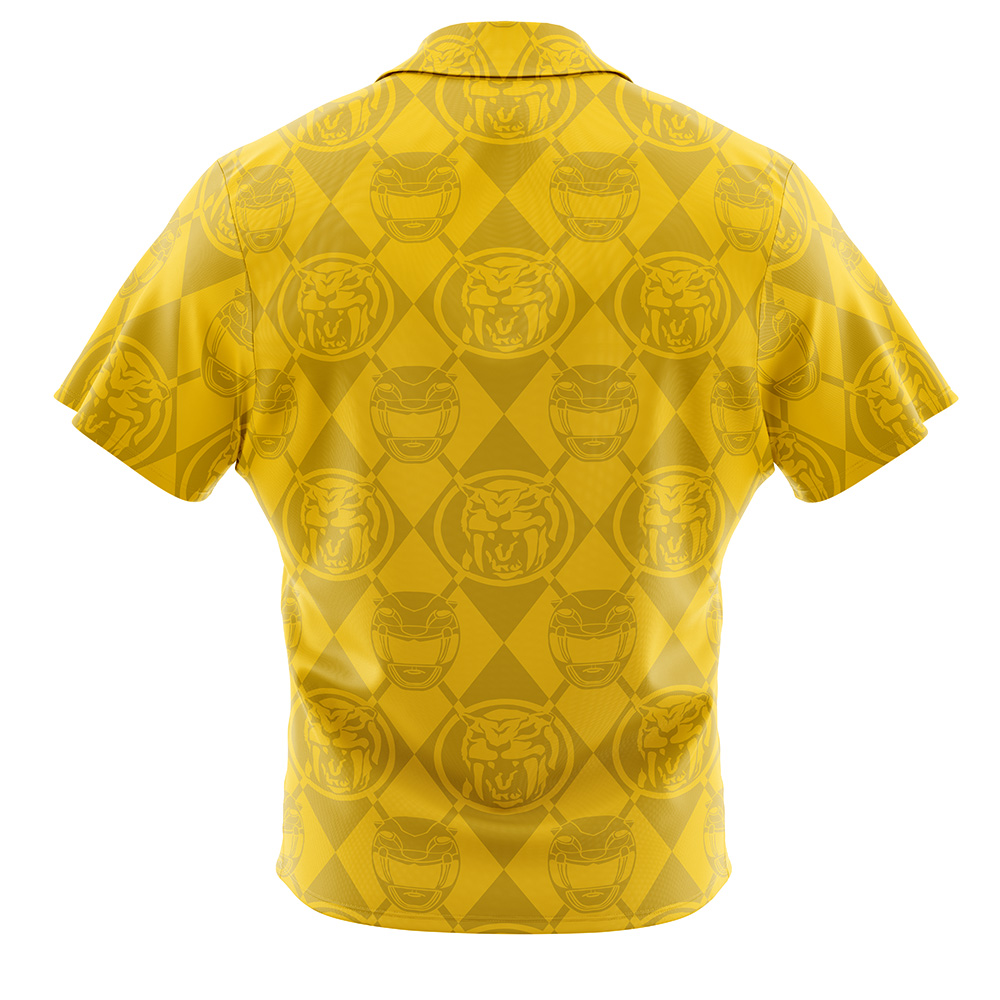 Yellow Ranger Pattern Power Rangers Button Up Hawaiian Shirt