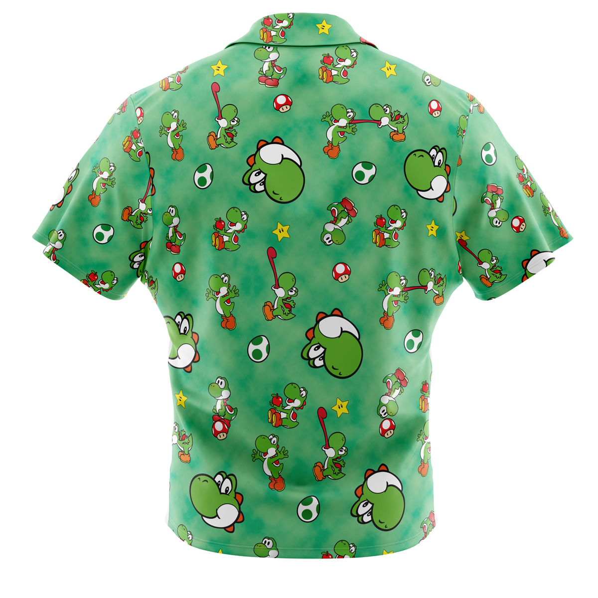 Yoshi Pattern Mario Bros Button Up Hawaiian Shirt