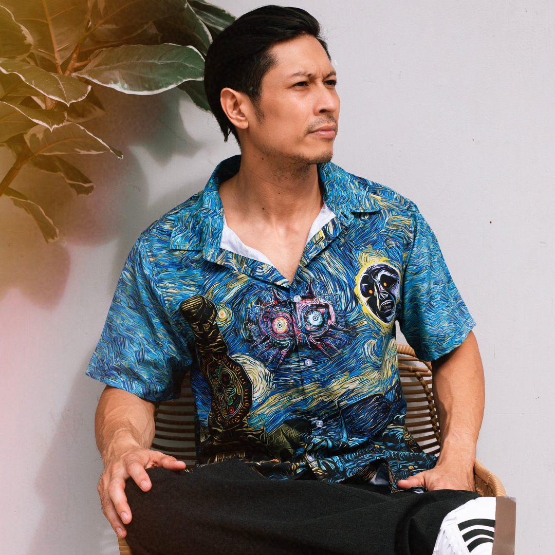 Zelda Majora's Mask Starry Night Button Up Hawaiian Shirt