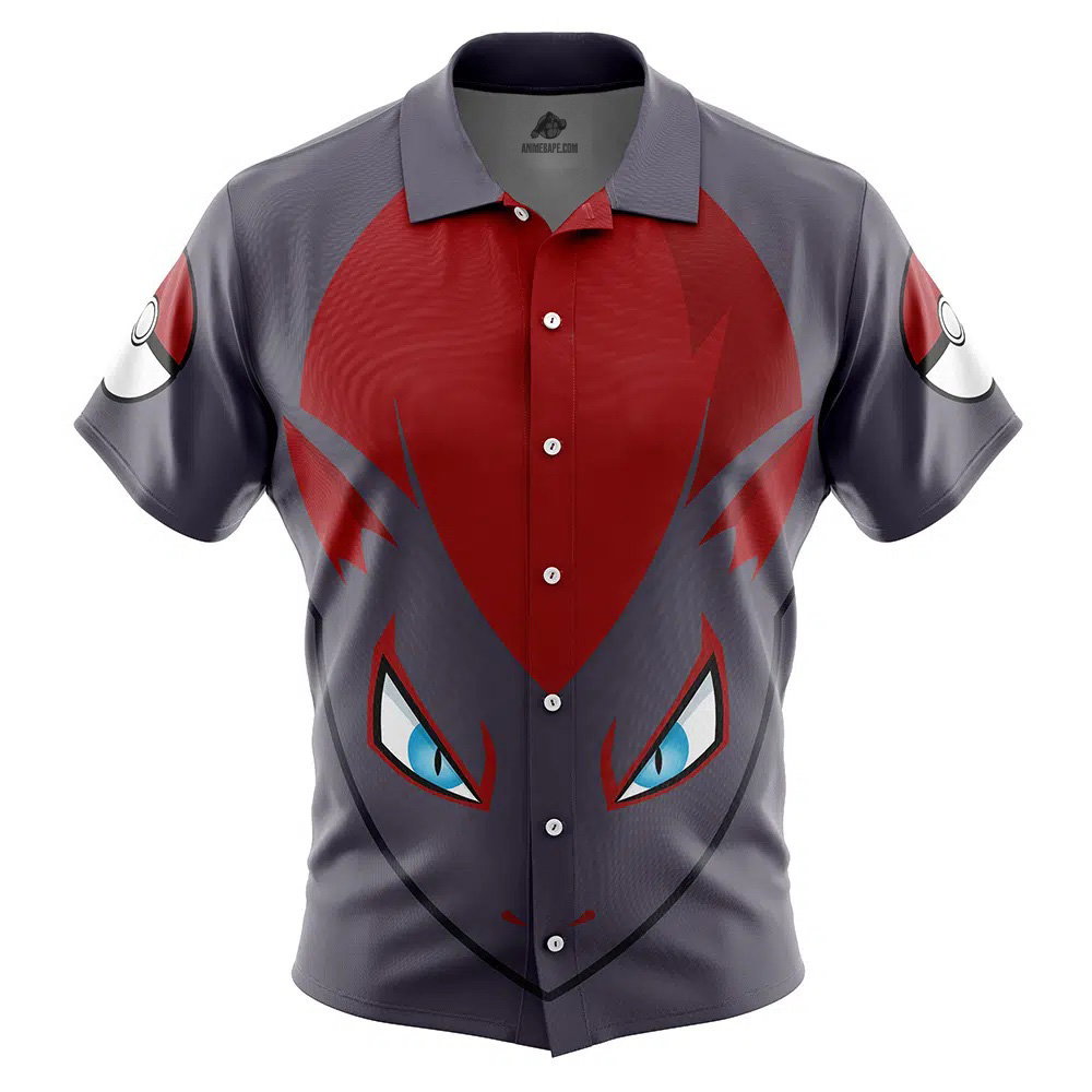 Zoroark Face Pokemon Button Up Hawaiian Shirt v2